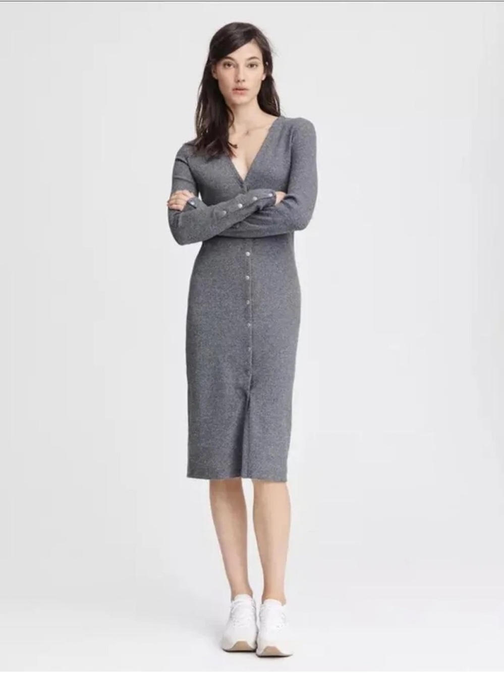 rag & bone Confetti Dress button cardigan long grey small